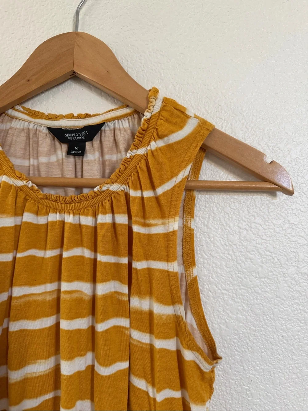 Simply Vera Vera Wang Mustard and White Striped Tank - Picture 4 of 5